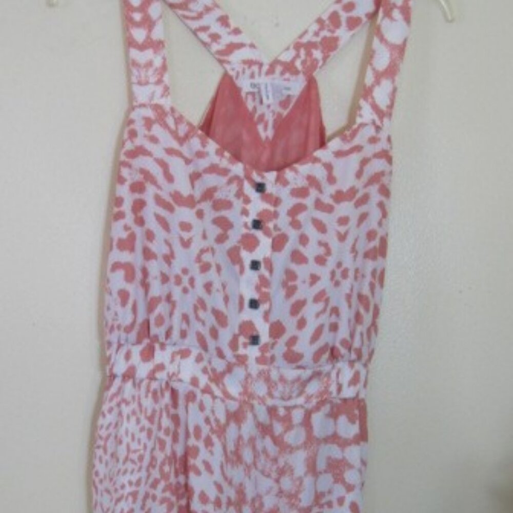 BCBGeneration Womens Size S Sleeveless Dress-Pullover Pink/White-2 Pockets-Butto